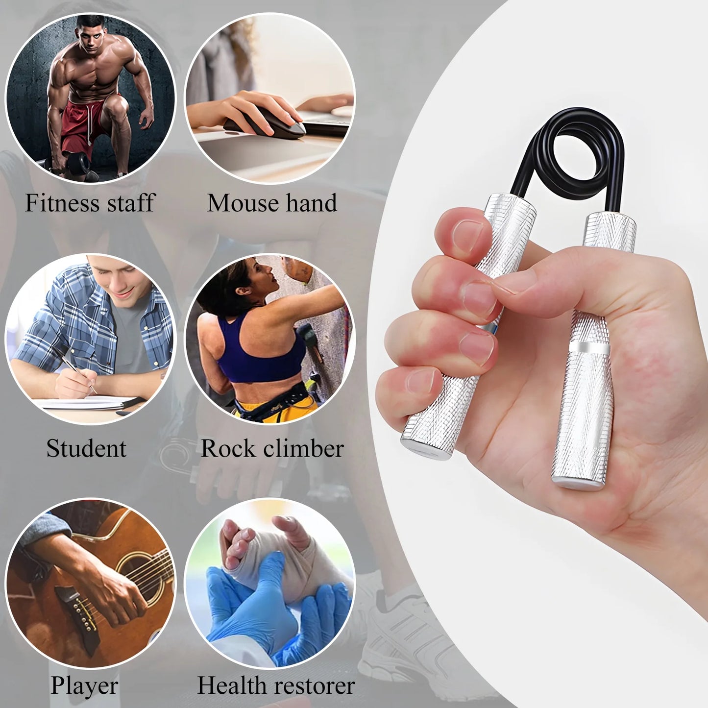 Grip Strength Trainer Set, 50LB-200LB Hand Gripper Strengthener 4 Pack, Metal No Slip Forearm Strengthener Exerciser with Grip Pads for Strength Training, Injury Recovery, Muscle Building