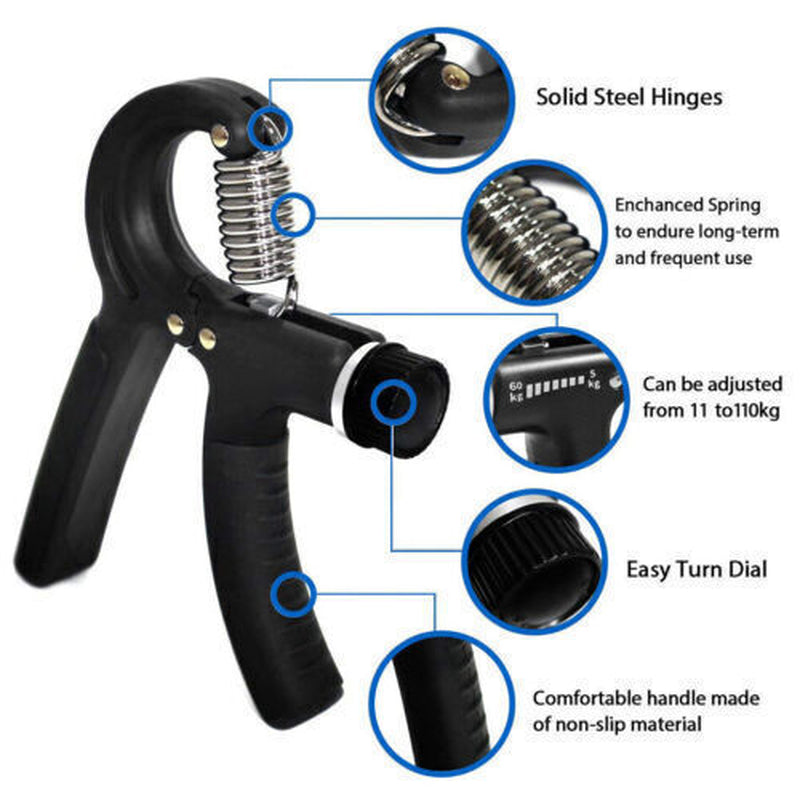 Hand Grip Strength Power Trainer Adjustable 5 in 1 Gripper Strengthener Set